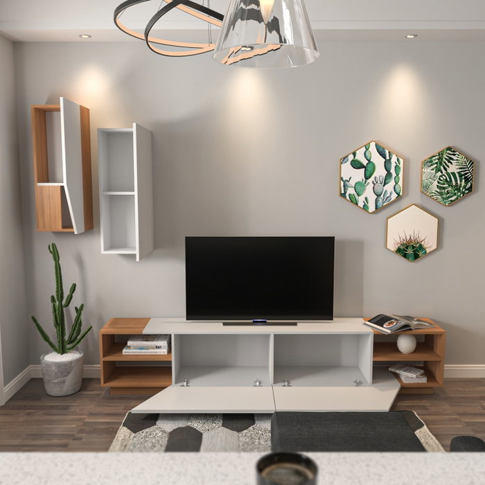 Hanah Home Mueble de TV Zebra Blanco y Teca Hanah Home Mueble de TV Zebra Blanco y Teca